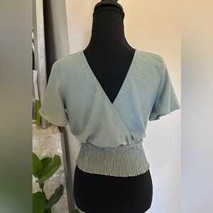 Paper Crane Light Green Wrap Crop Top